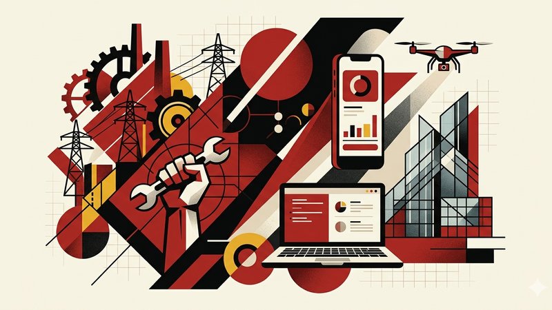 Современная иллюстрация в стиле советского конструктивизма для статьи о трендах дизайна 2026 года